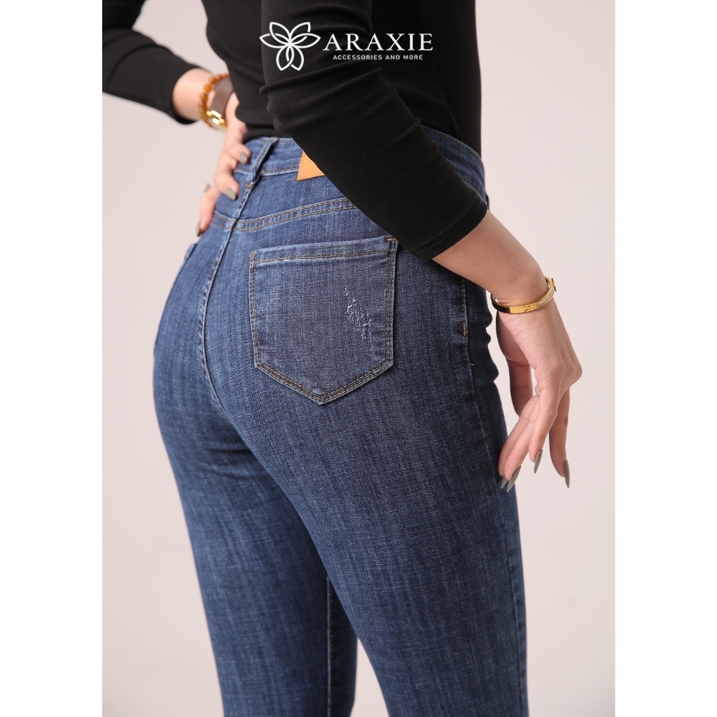 Quần Jean Skinny Nữ Lưng Cao Araxie Quần bò nữ ôm cạp cao màu xanh xước Co Giãn 4 Chiều Tôn Dáng JASKX10 | BigBuy360 - bigbuy360.vn