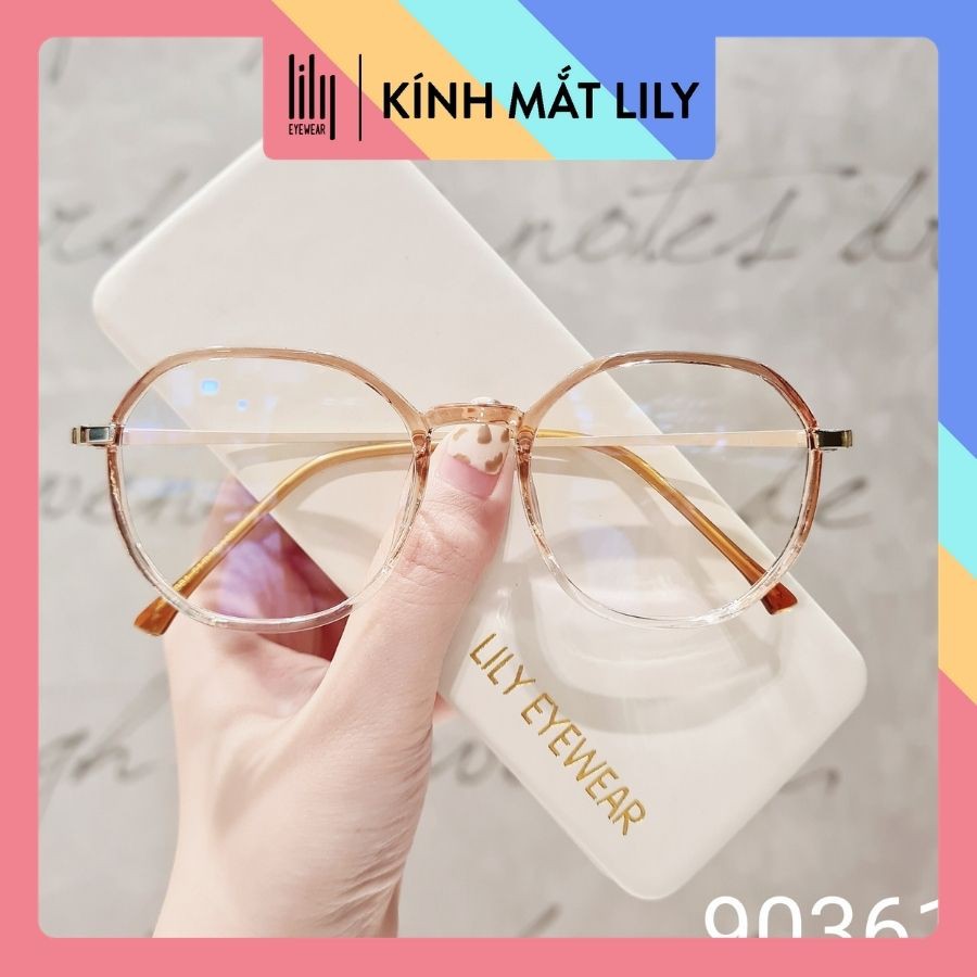 Gọng kính cận LILYEYEWEAR mắt oval nhựa cao cấp phong cách thời thượng thanh mảnh dễ đeo 90361