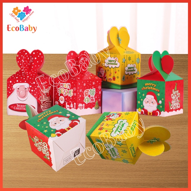 Combo 6 Hộp Giấy Đựng Quà Giáng Sinh Noel Dễ Thương - EcoBaby