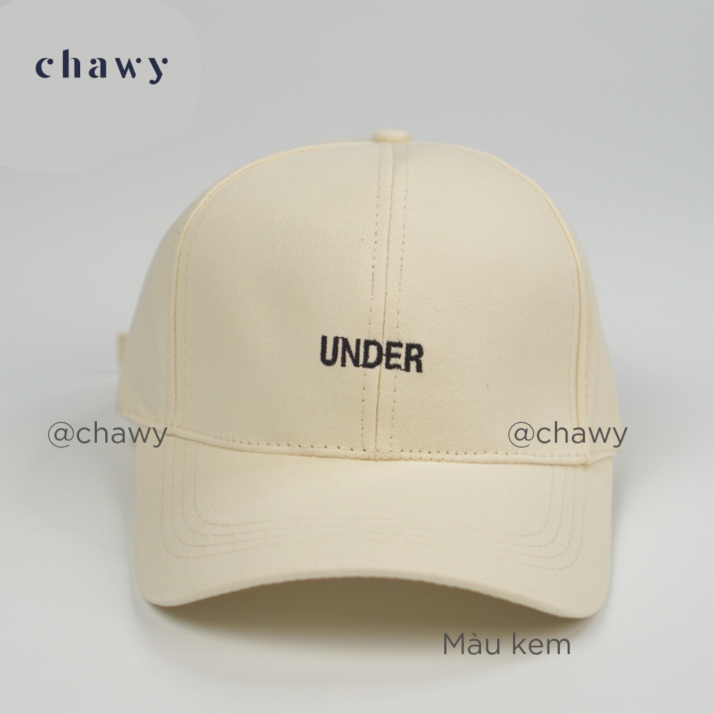 Mũ lưỡi trai cotton unisex, Nón kết nam nữ thêu chữ  UNDER phong cách Ulzzang Chawystore - K42