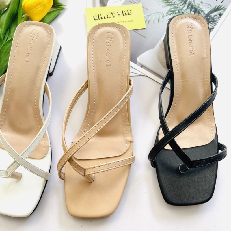 Dép nữ xỏ ngón, sandal đế vuông 3p mã H27