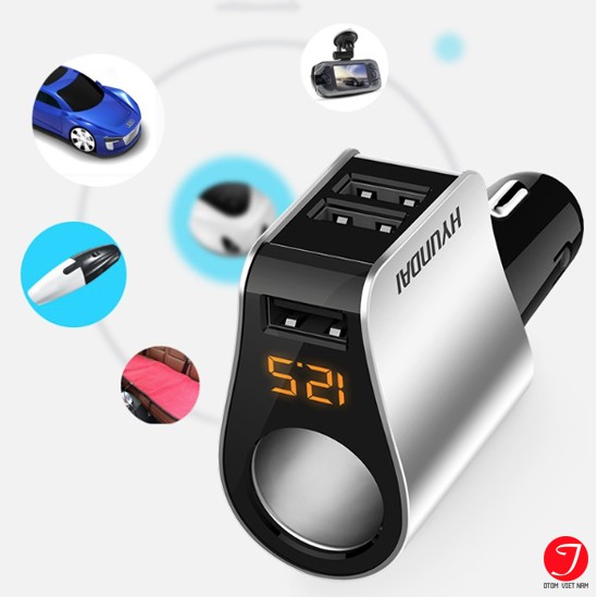 Chia tẩu sạc ô tô ⚡FREESHIP⚡ 1 Tẩu cổng 3 USB sạc nhanh Hyundai HY-10 chính hãng bảo hành 3 tháng