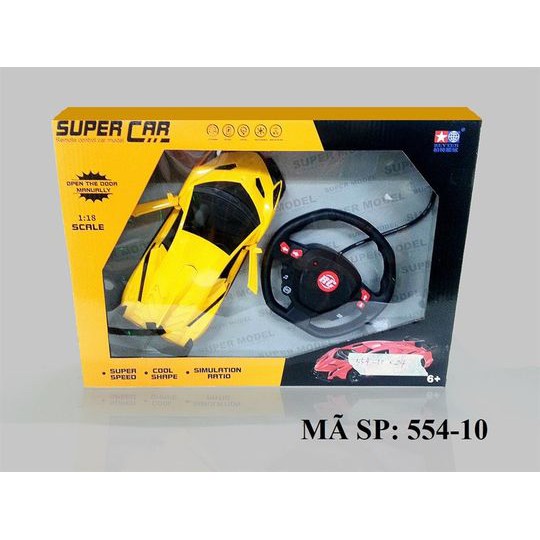 HỘP XE HƠI LAMBORGHINI MỞ CỬA ĐK CÓ SẠC, VÔ LĂNG 1:18