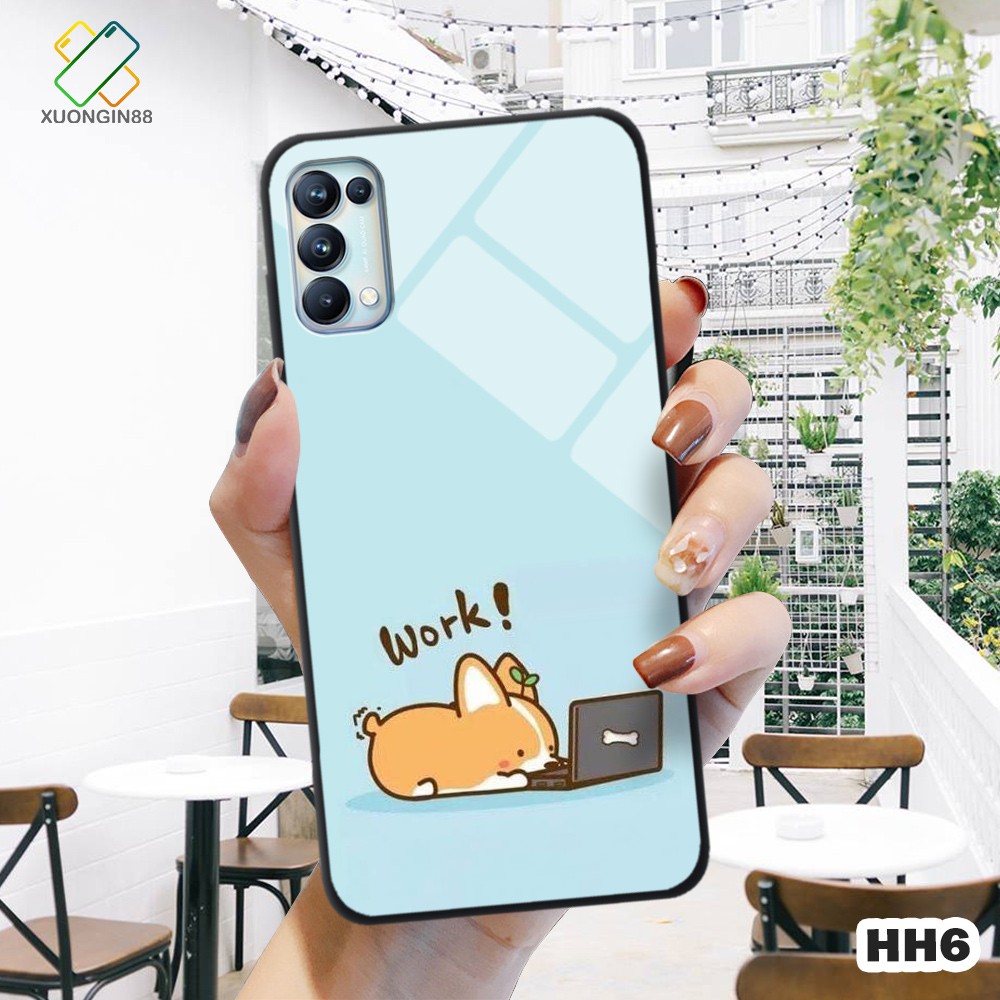 Ốp lưng Oppo RENO 5 kính cường lực hoạt hình cưng xỉu