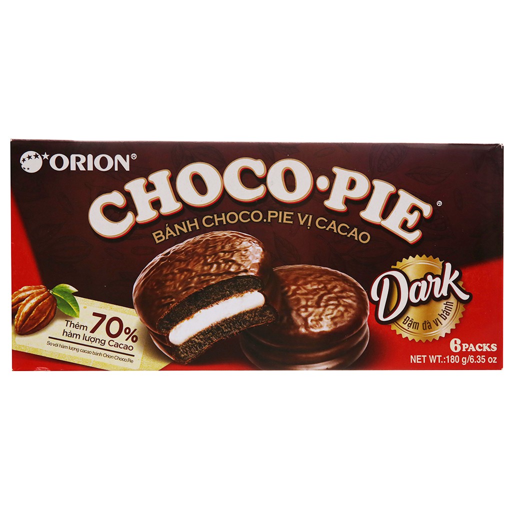 Bánh vị ca cao Choco-pie Dark hộp 180g (6 cái)