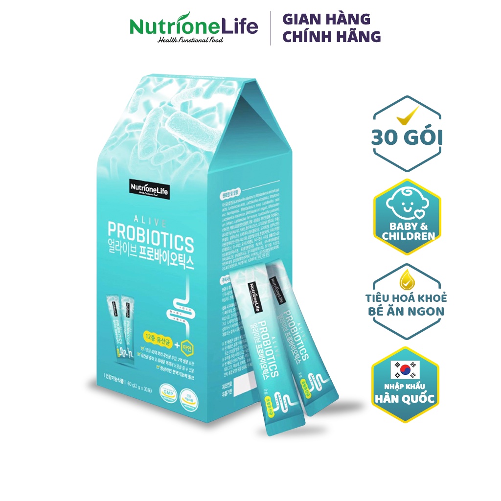 Men Vi Sinh NUTRIONELIFE - Bổ Sung Lợi Khuẩn, Probiotics và Kẽm, Bảo Vệ Hệ Tiêu Hoá, Cải Thiện Biếng Ăn 2gx30 Gói