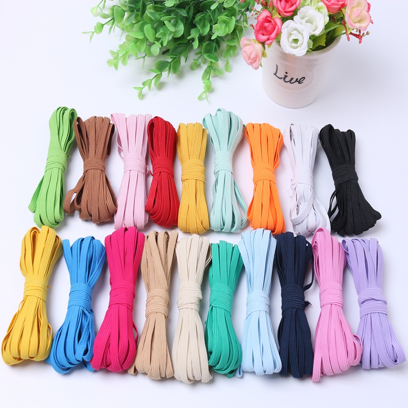 6mm Dây thun phẳng đầy màu sắc Dây thun DIY handmade Quần áo còng cổ phụ kiện