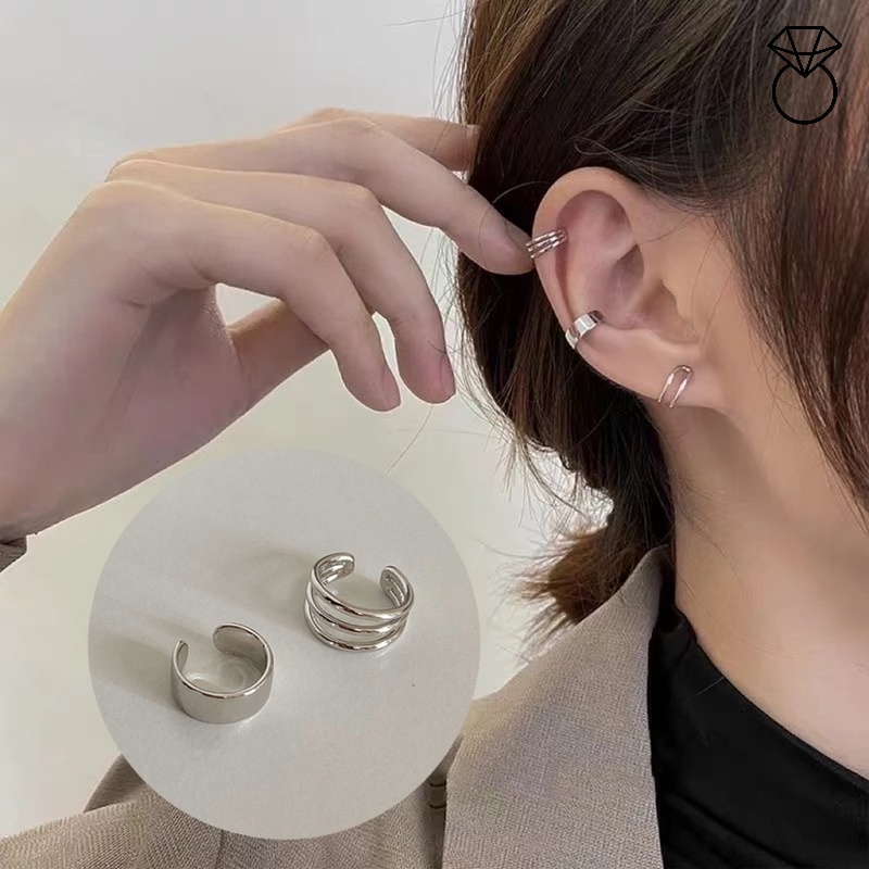 2 Khuyên Kẹp Vành Tai Màu Vàng / Bạc Dễ Thương