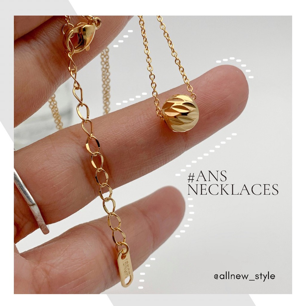 Vòng cổ Allnewstyle hạt thép titan tròn khắc cạnh basic