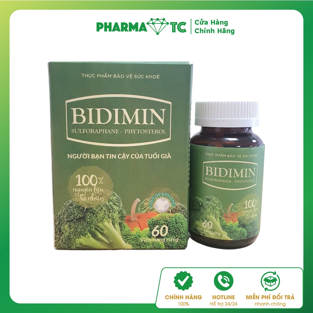Viên tiểu đêm Bidimin, bổ thận, giảm tiểu buốt, giảm tiến triển u tiền liệt tuyến - Hộp 20 viên, 60 viên - PharmaOTC