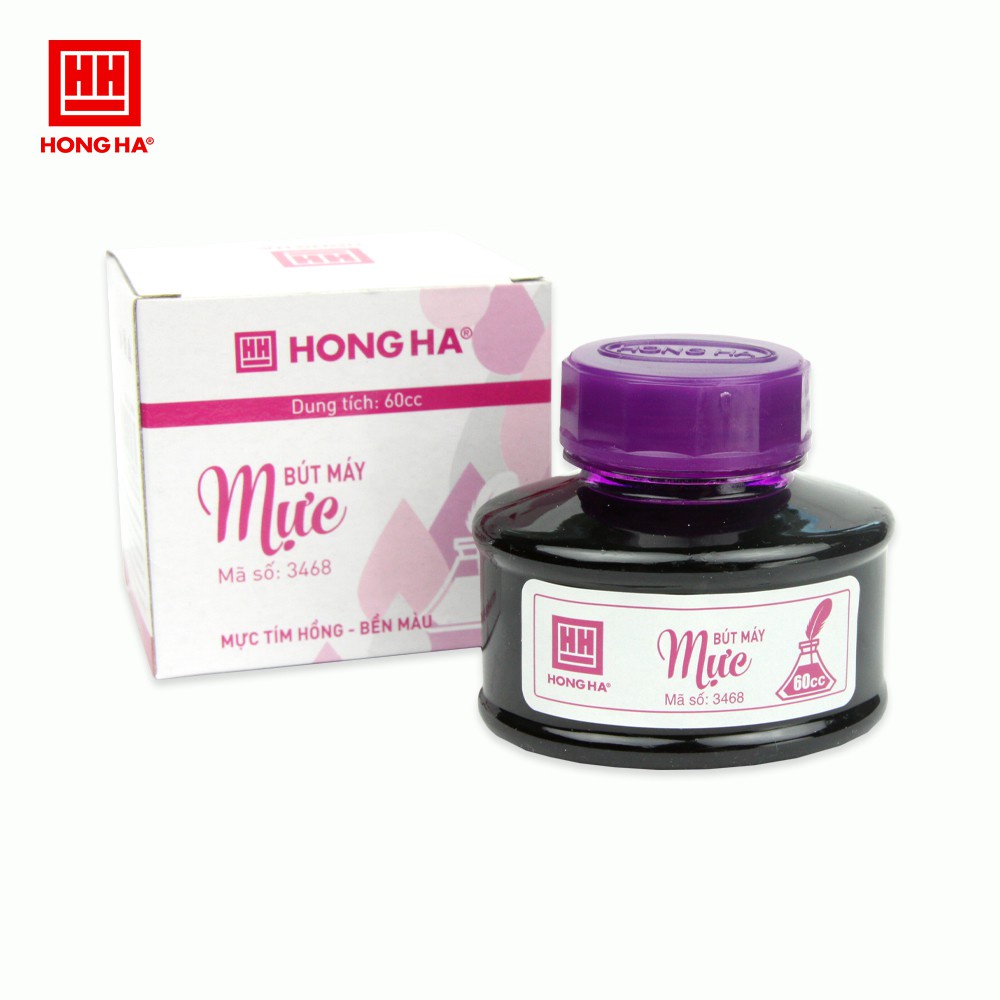 Mực bút máy màu tím 3468 (dung tích 60ml) nhanh khô, không cặn - Hồng Hà - MS: 3468