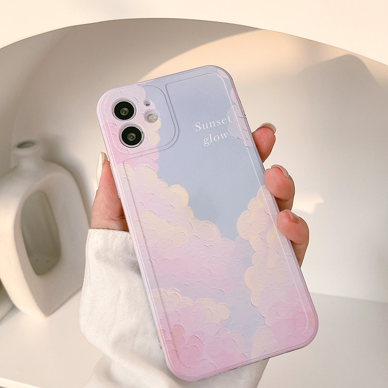 Fashion Soft Casing Gradient Smudge Pink Blue Sky Iphone 12mini 12/12Pro 12pro Max 11 11Pro Max SE 2020 X XS XR XsMax Case for Iphone 6 6s 6plus 7 8 7plus Back Cover