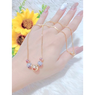 Dây chuyền bi nữ mạ vàng 18k phối bạc và vàng hồng, dây chuyền đẹp JK Silver