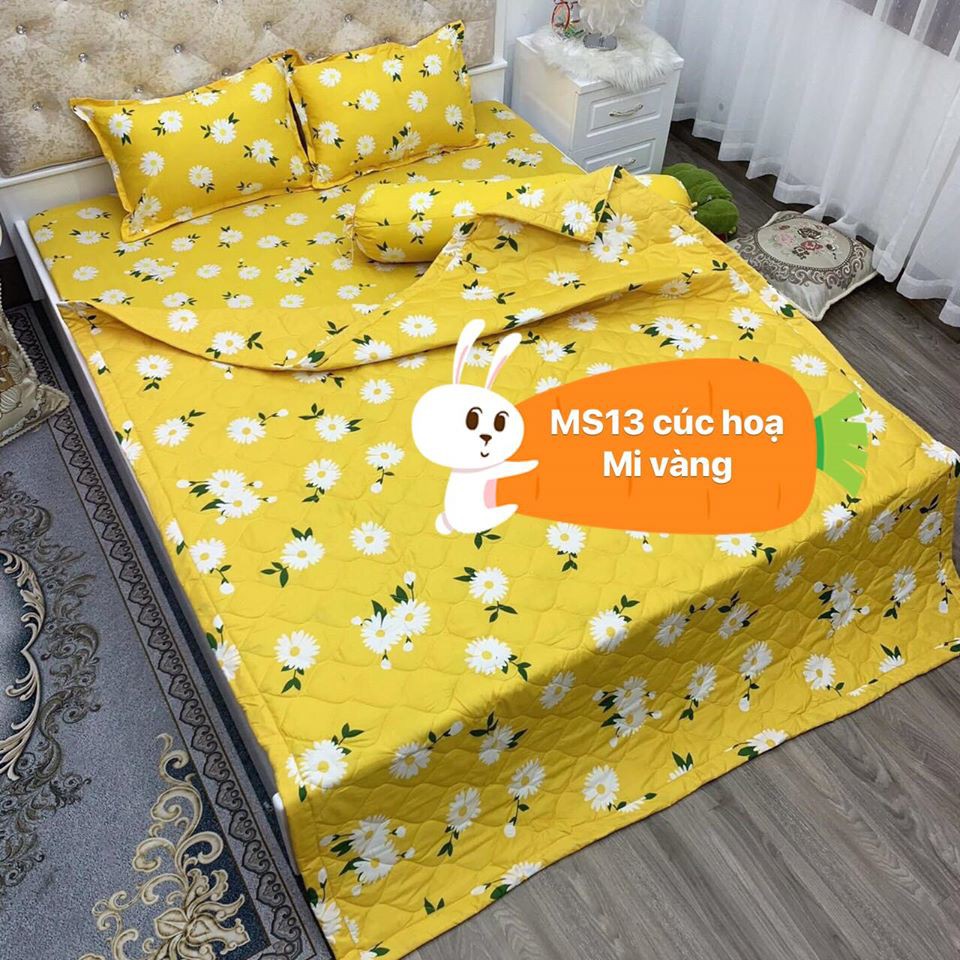 Bộ Ga Gối Mẫu 2021 cotton poly 1m6x2m ,1m8x2m-HCM cúc họa mi vàng