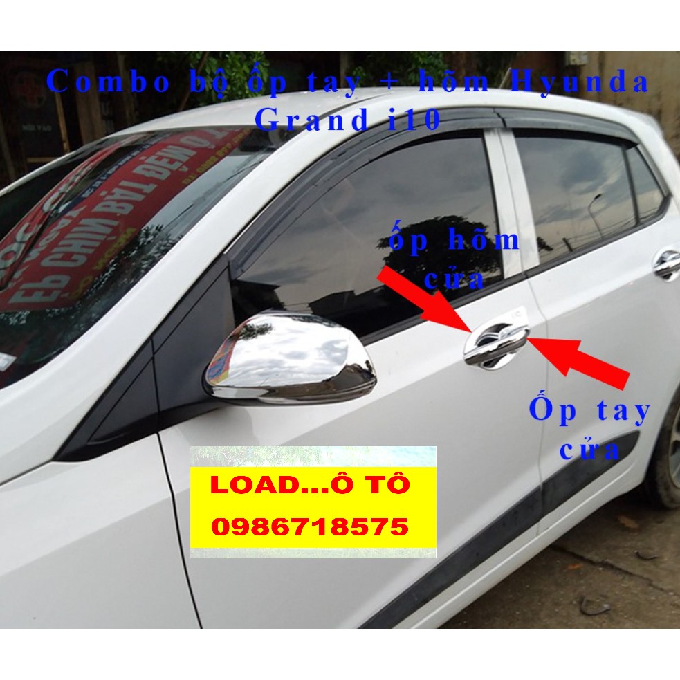 Ốp Tay Nắm, Hõm Cửa Xe Hyundai I10 2022-2014 Bản Hatback, Sedan Nhựa ABS Mạ Crom Sáng Bóng Cao Cấp