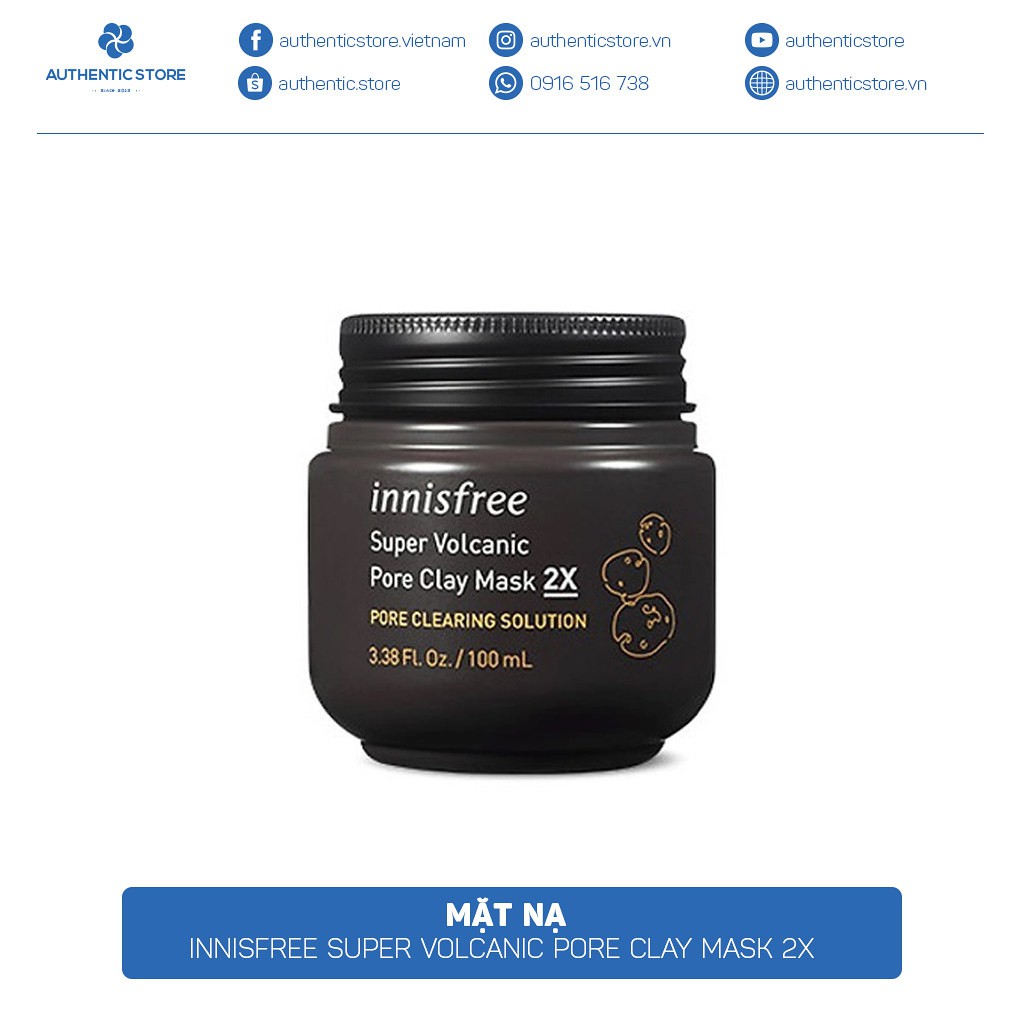 Mặt nạ đất sét Innisfree Super Volcanic Pore Clay Mask 2X tro núi lửa giảm mụn đầu đen