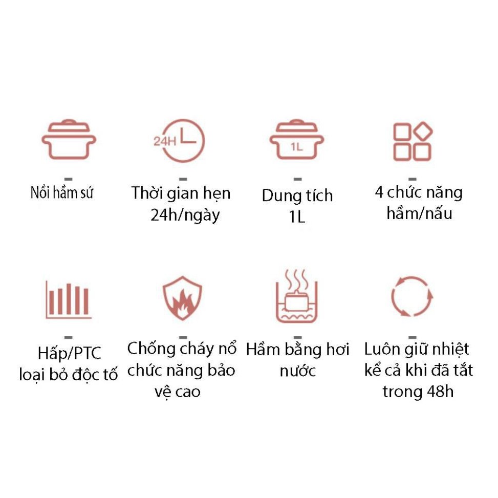 Nồi Hầm Đa Năng - Nồi Hầm Nấu Đồ Ăn Dặm Cho Bé Siêu Tiện Lợi  Ruột Nồi Làm Bằng Sứ Tráng Men An Toàn Sử Dụng