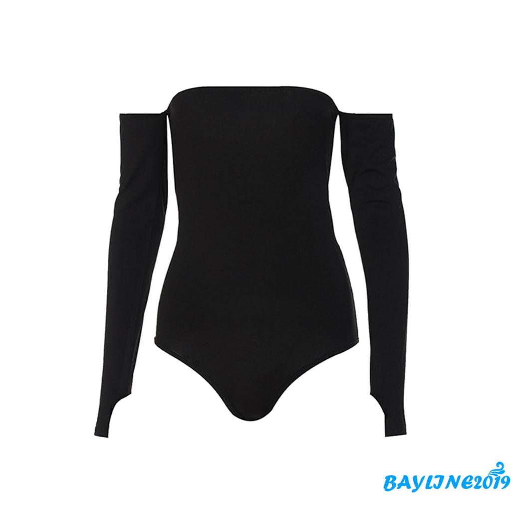 Áo Liền Quần Tay Dài Trễ Vai Màu Sắc Đơn Giản Dành Cho Nữ