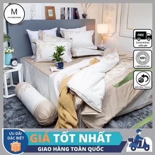 Bộ ga nệm cotton solid edena mẫu 363 - chính hãng , cao cấp maybeding