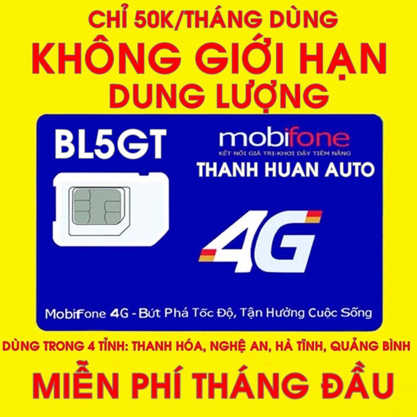 Sim 4G Max Băng Thông Mobifone - Sim Tháng 50k BL5GT