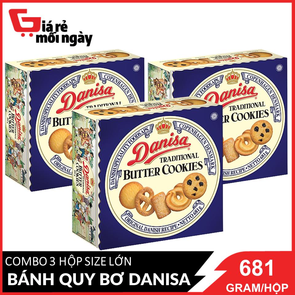 Combo 3 Hộp Bánh quy bơ Danisa Size lớn Hộp 681g (date mới)