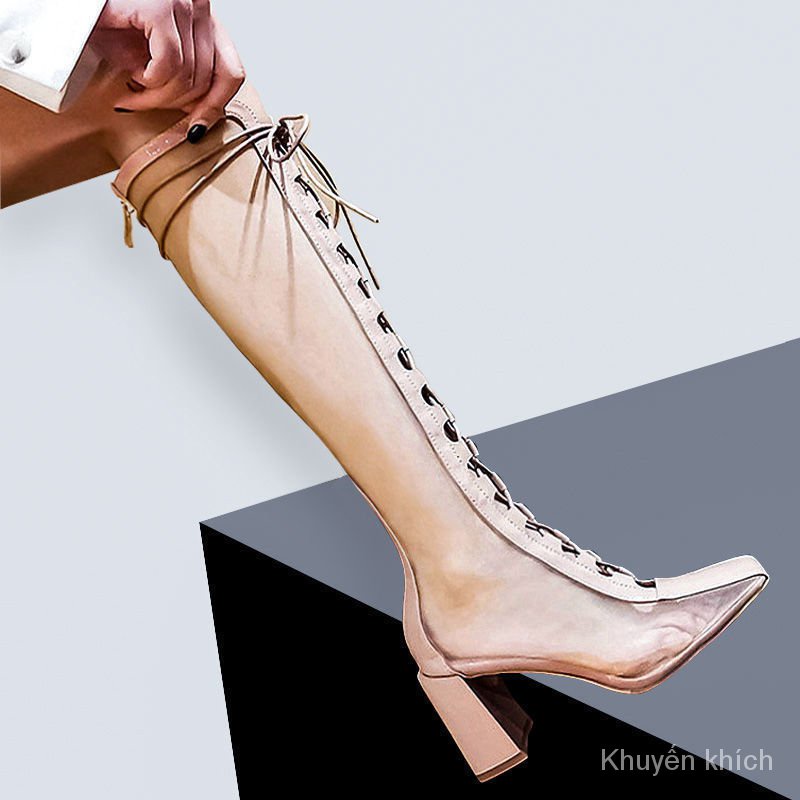 Giày bốt cao gót thời trang hè quyến rũ cao cấp cho nữ