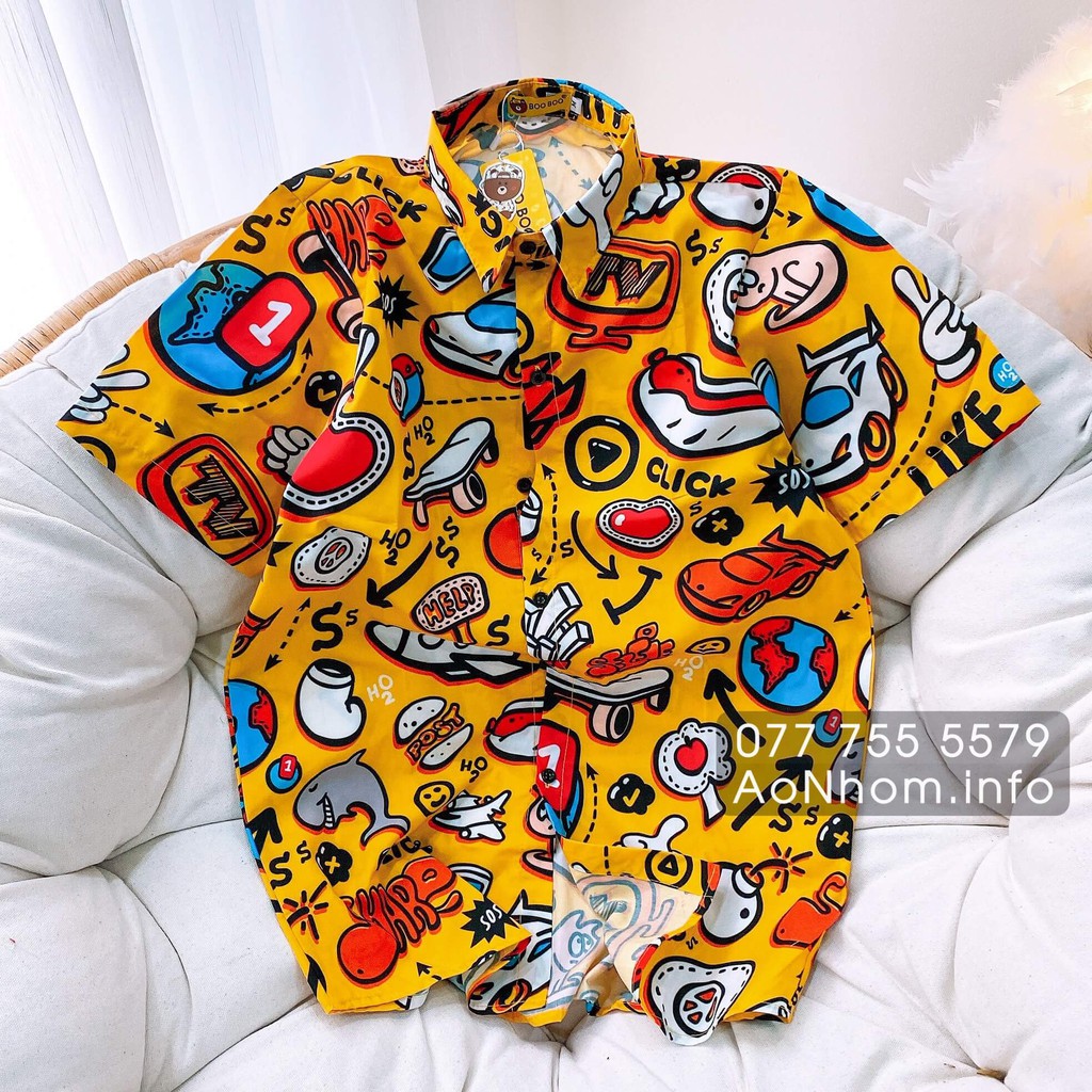 Áo Sơ Mi Hoạt Hình Nhóm Lớp - Ma, Cá Mập, Halloween - Có đủ size Em Bé, S, M, L, XL, XXL - #AA044