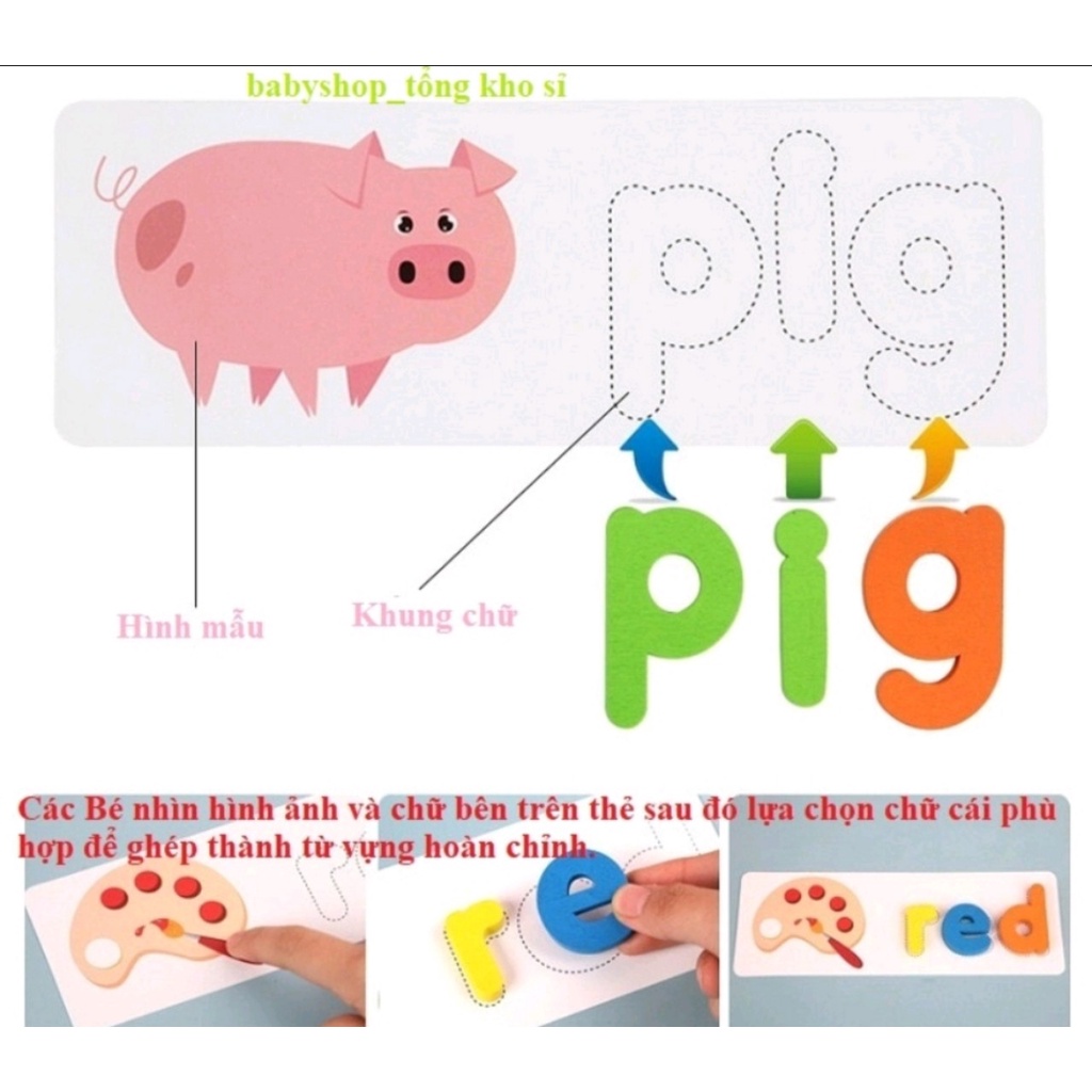 Bộ Trò Chơi Đánh Vần  Spelling Game Xếp Chữ Theo Hình Bằng Tiếng Anh Cho Bé