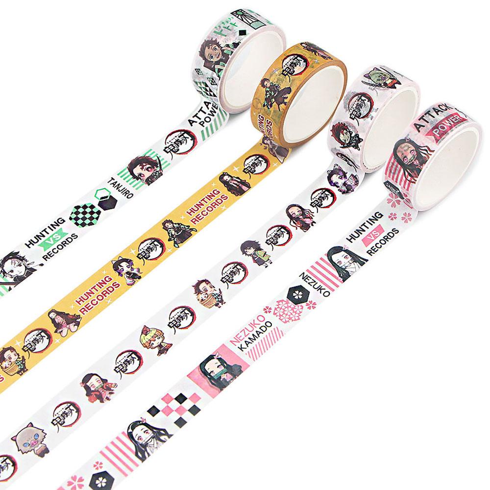 Băng Keo Giấy Dán Họa Tiết Hoạt Hình Demon Slayer DIY Trang Trí Sổ Tay