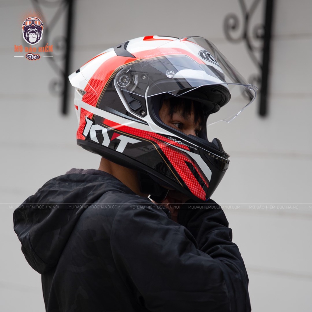 Fullface KYT TT Course - Xanh Dương Đỏ - (Tặng Khăn Trùm SWAT) - Bảo Hành Chính Hãng 12 Tháng