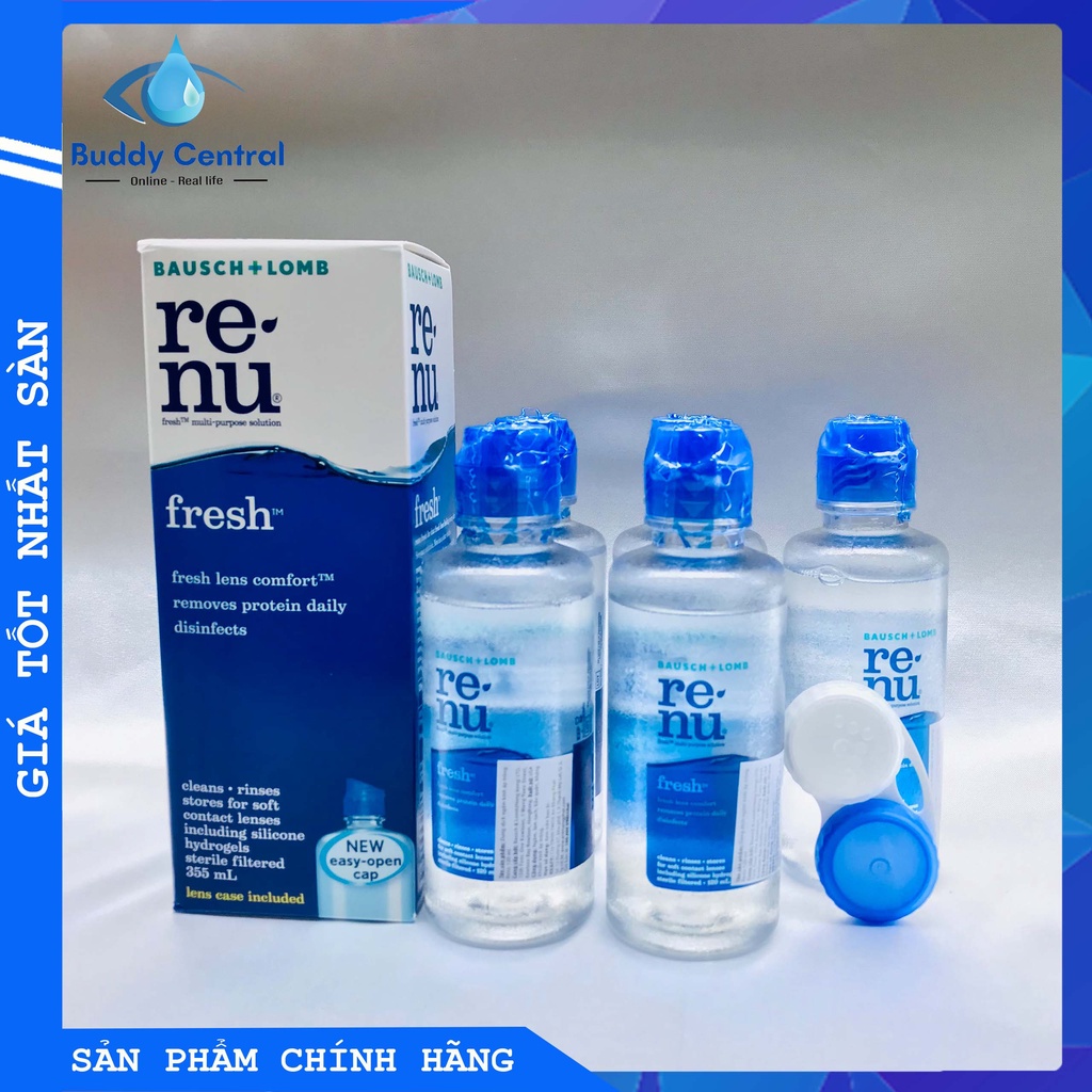 Combo 3 Nước ngâm lens kính áp tròng Renu 120ml - Renu solution - Bausch &amp; Lomb - USA