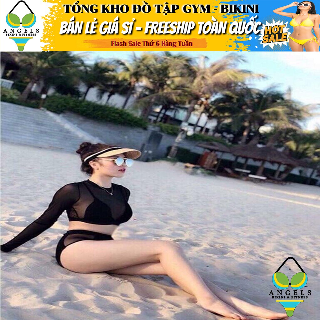 Bikini Bộ Đồ Bơi Hai Mảnh Tay Dài Phối Lưới Freesize BHV016 [ Giá Sỉ ] | BigBuy360 - bigbuy360.vn