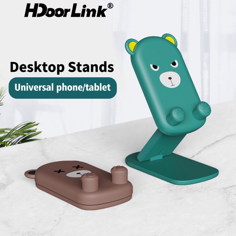 Giá Đỡ Điện Thoại HdoorLink Thiết Kế Gấu Hoạt Hình 3D Để Bàn Nhỏ Gọn Có Thể Gập Gọn Thông Dụng Cho Android Samsung