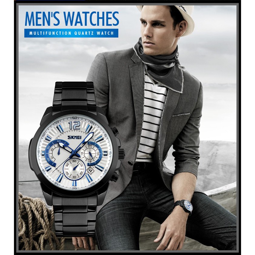 ĐỒNG HỒ NAM SKMEI 9108 DÂY THÉP KHÔNG GỈ CHẠY FULL 06 KIM Bán lẻ giá sỉ