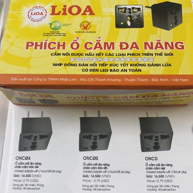 Phích cắm lioa chuyển chấu 3 thành 2 chấu