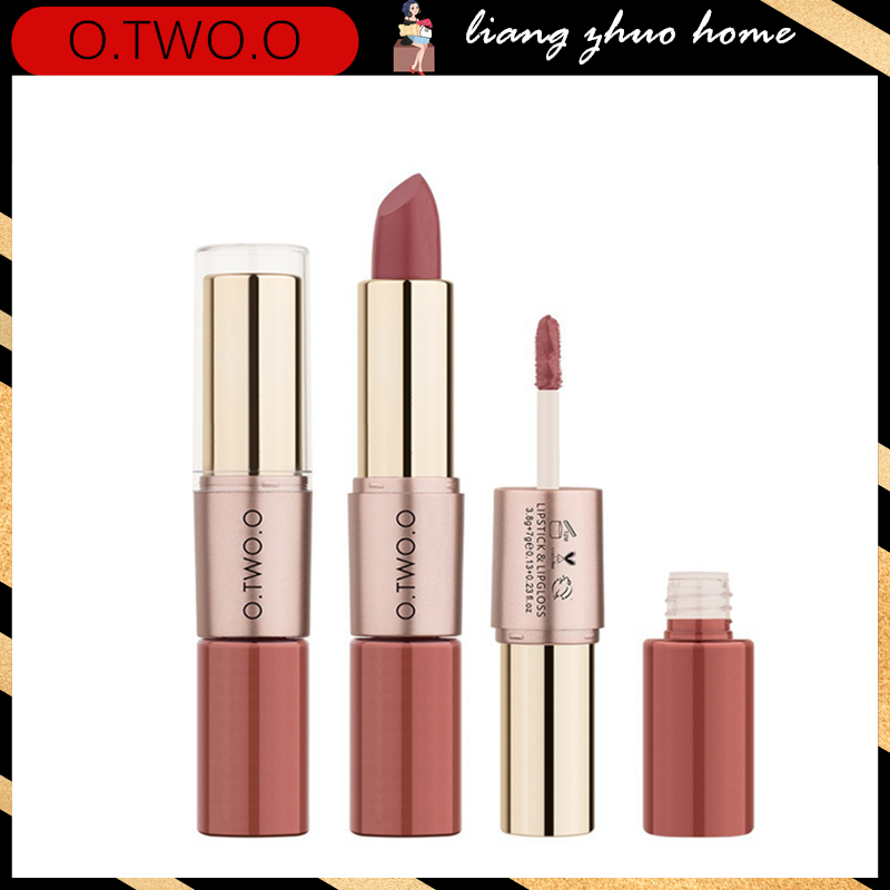 Son lì O.TWO.O không thấm nước dạng bóng lâu trôi thiết kế 2 trong 1 với 12 màu sắc