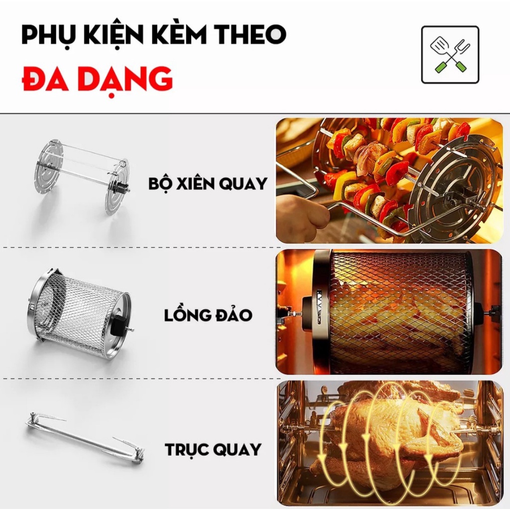 Nồi Chiên Không Dầu Nineshield 12l KB-1201 Bảo Hành 12 Tháng, Nồi Ko Dầu Nấu Cho Cả Nhà