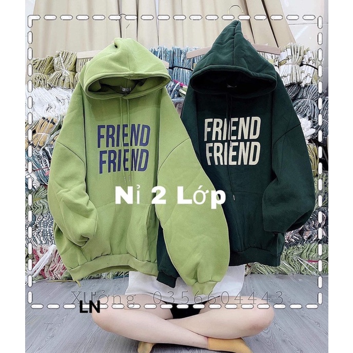 Áo hoddi nỉ mũ 2 lớp tay bồng from rộng