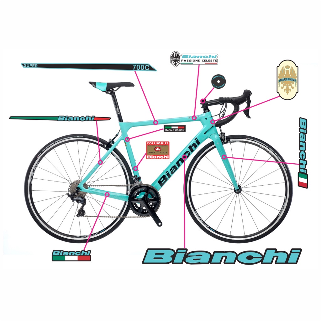 ✇۩Tem decal dán sườn xe đạp đua đường trường BIANCHI | Road Frame Temxedap.vn