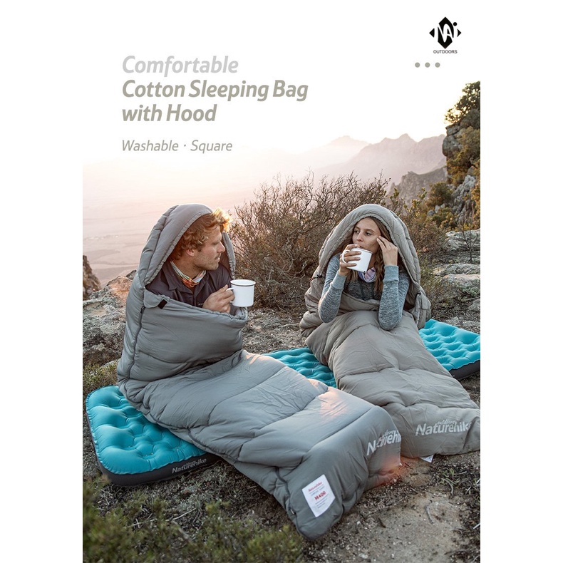 Túi ngủ cotton có mũ trùm đầu NatureHike NH20MSD02