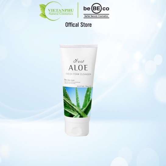 Sữa rửa mặt tinh chất Lô Hội cho da khô và nhạy cảm BEBECO OREAF ALOE FRESH FOAM CLEANSER Hàn Quốc 150ml