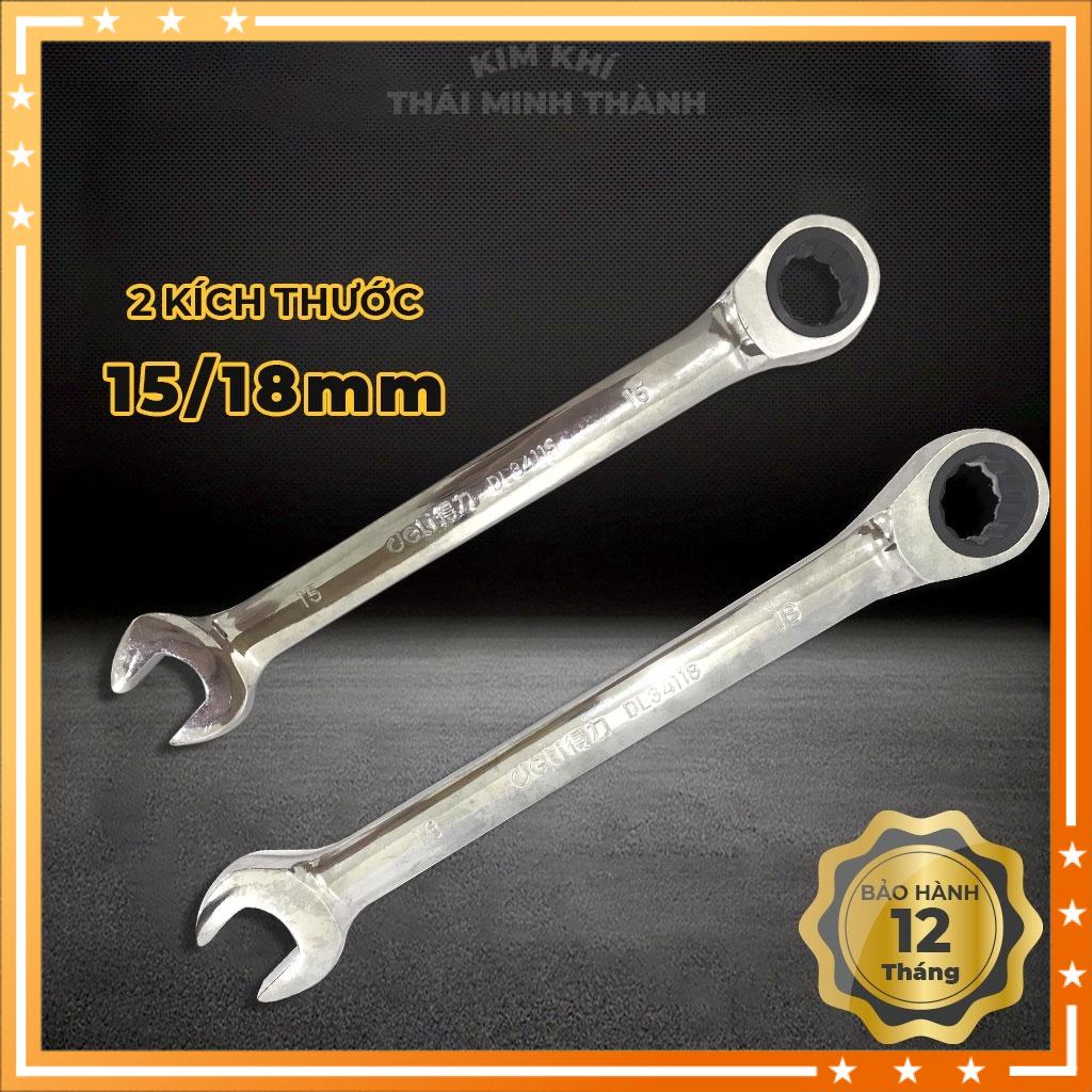 Cờ Lê Hai Đầu Đa Năng Deli Vòng Miệng Tự Động DL34115/DL34118 - Tiện Dụng Trong Sửa Chữa Lắp Ráp, Kích Cỡ 15mm đến 18mm