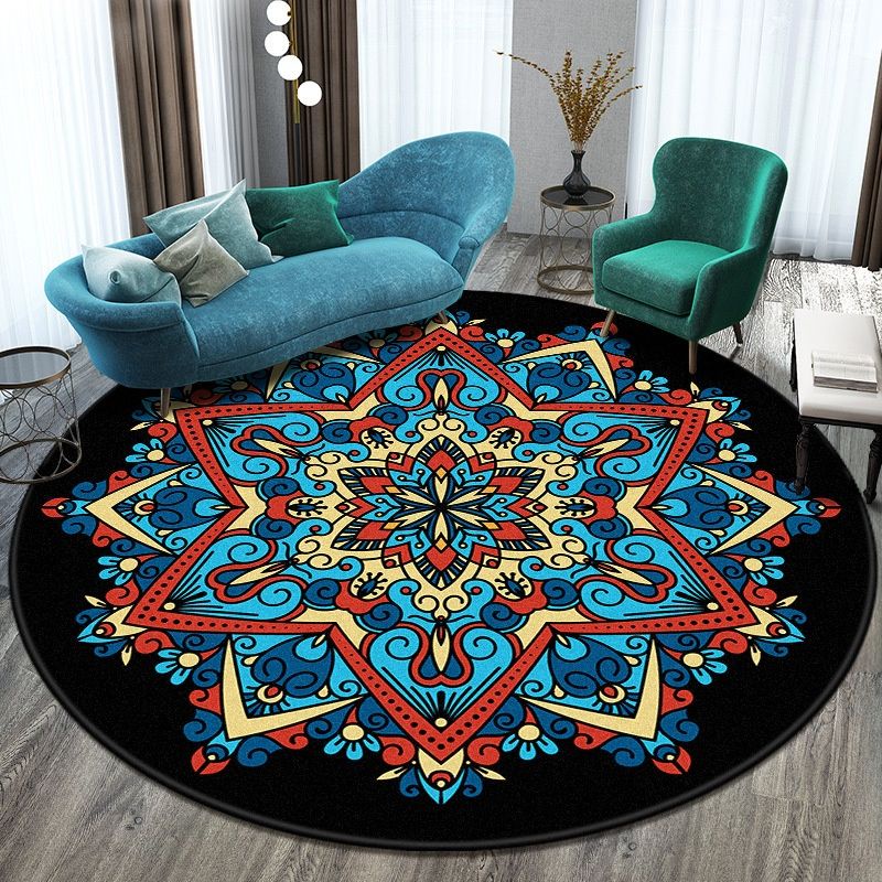 Thảm Tròn Họa Tiết Mandala Phong Cách Retro Bắc Âu Trang Trí Nội Thất