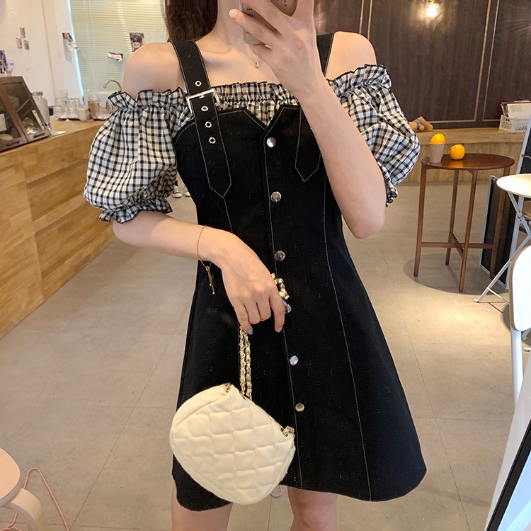 Siêu cao🔥 Đầm Hai Dây Tay Phồng Thời Trang Pháp 2020 Cho Nữ