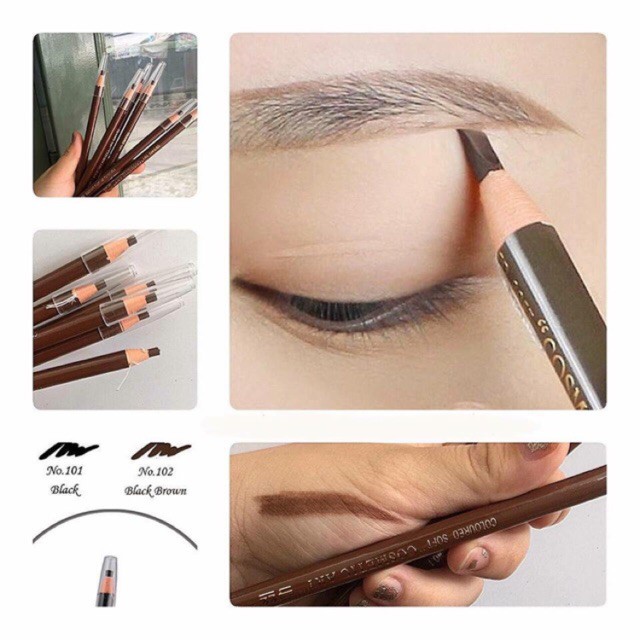 Chì kẻ mày chống nước gảy phẩy sợi Haozhuang Make Up Milano Eyebrow Pencil