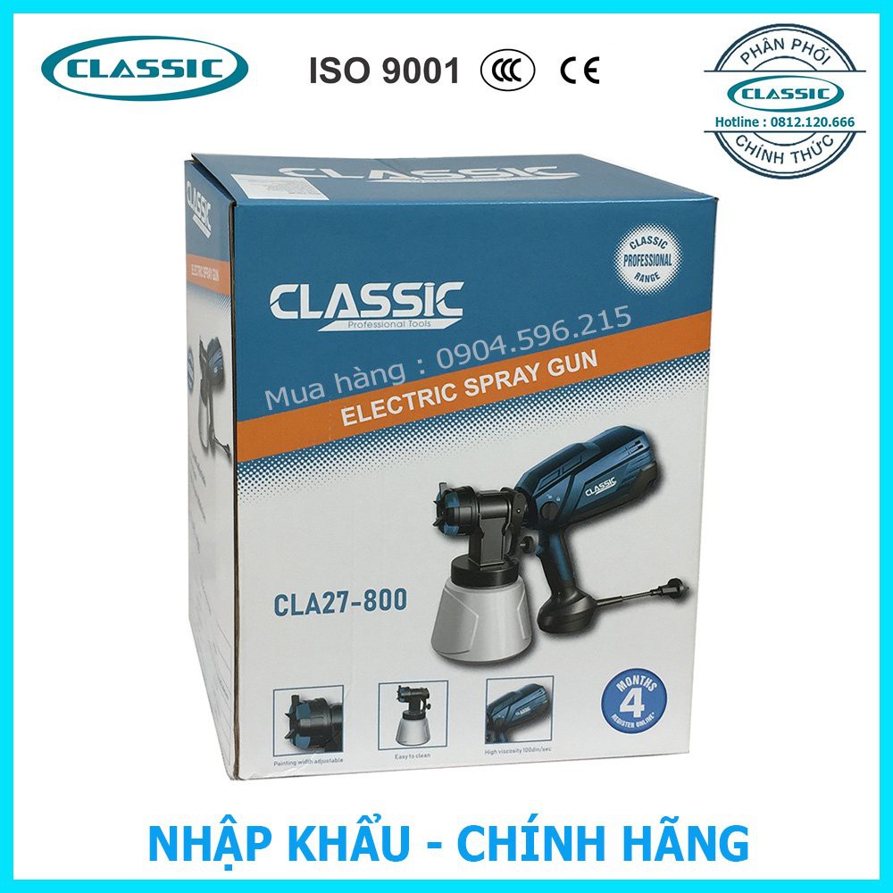 Máy phun sơn mini CLASSIC CLA 27-800 bảo hành 12 tháng