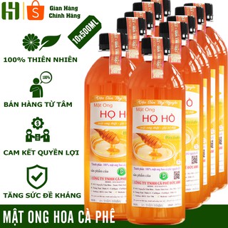 [giá sỉ] 5 Lít Mật ong nguyên chất hoa cà phê, đóng chai 500ml - thương hiệu mật ong Họ Hồ mật thật giá trị thật