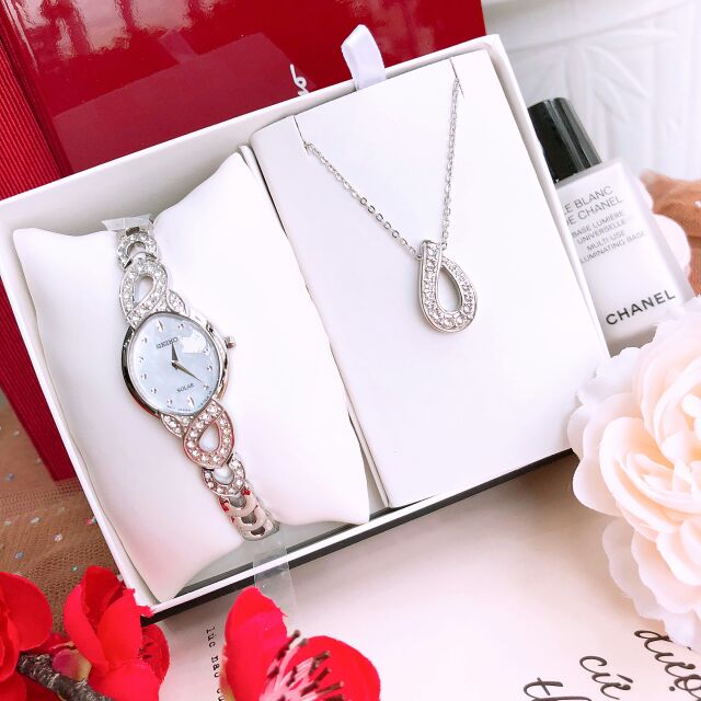 Set Đồng hồ nữ SEIKO SUP367 mặt oval