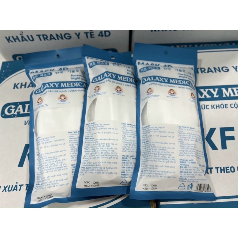 Combo 10, combo 50 cái khẩu trang 4D KF94 chống bụi mịn và kháng khuẩn có giấy chứng nhận an toàn