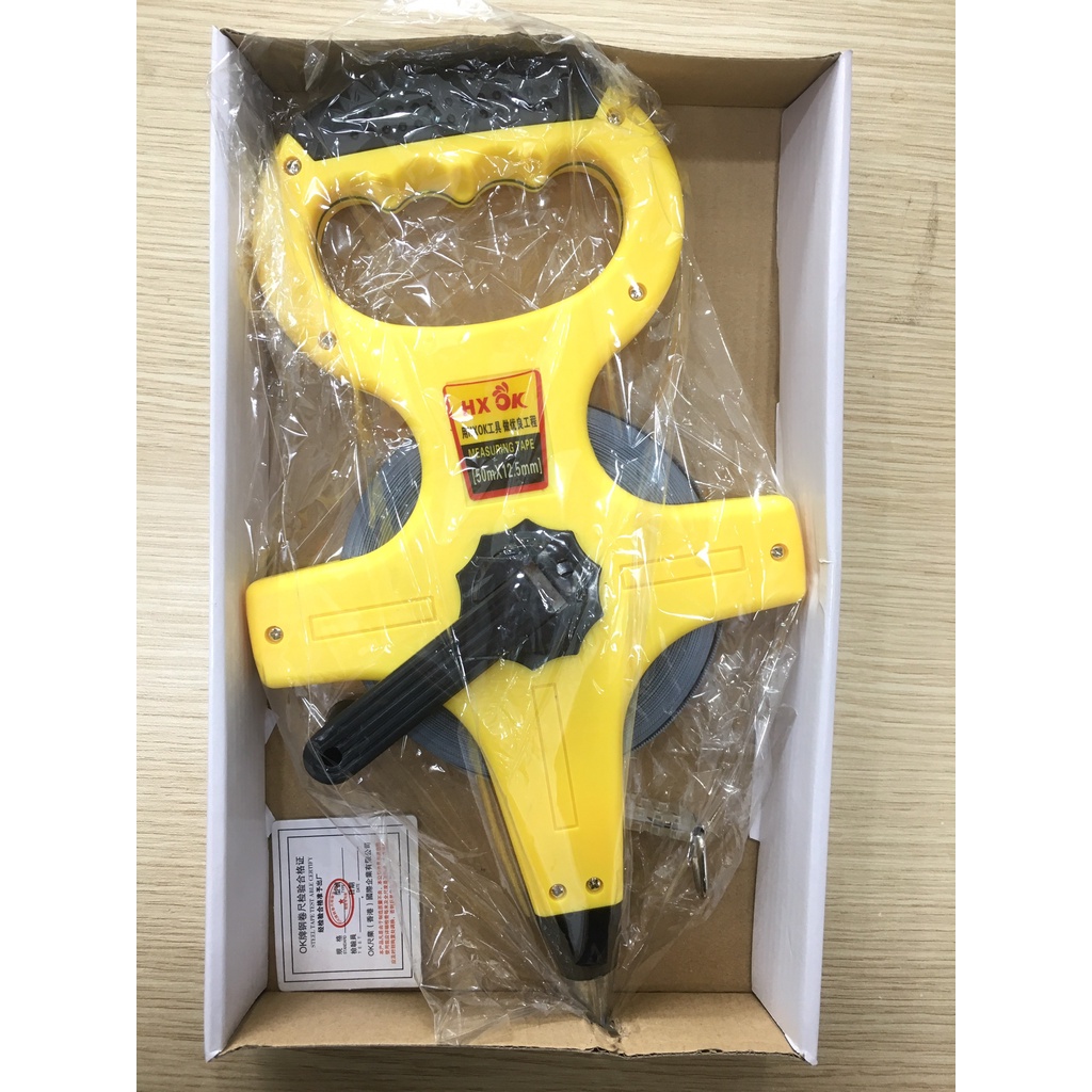 Thước thép cuộn CIBA  50m Màu Vàng - Thước Chính Hãng Thép Không Gỉ